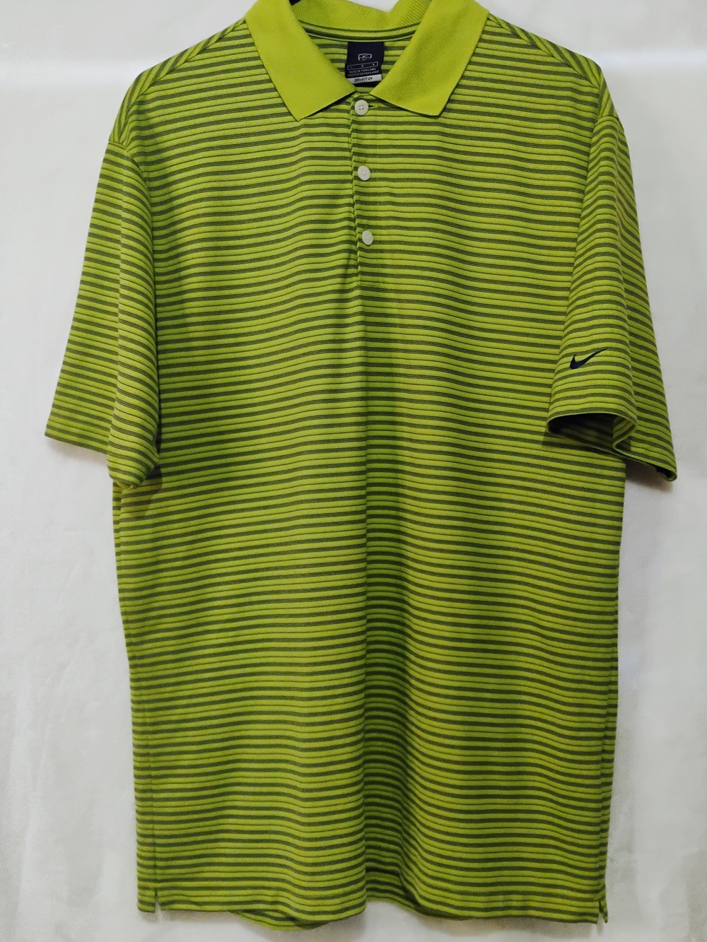 Nike Golf Mens Large Green Black Striped Dri-Fit UV  Polo Shirt Casual Q